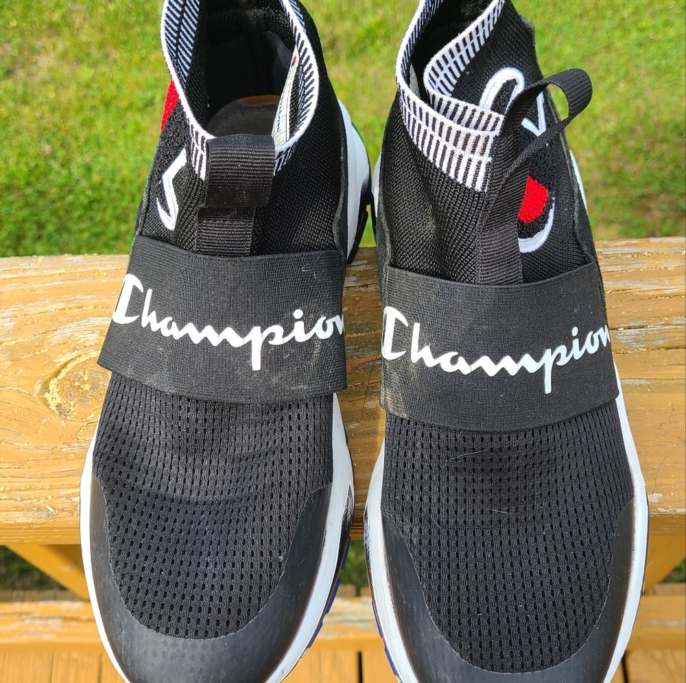 Size 10 Champion gray navy/red logo  Rally Pro High-Top Slip On Sneakers.